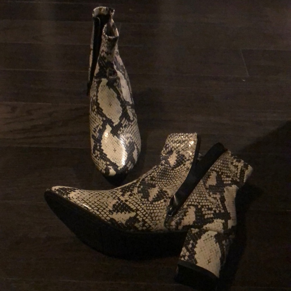 Snakeskin booties